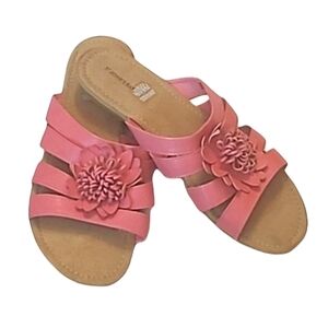 St. John's Bay Uriel Sandal Pink Flower Strappy Slip On Open Toe & Back Flat 10w
